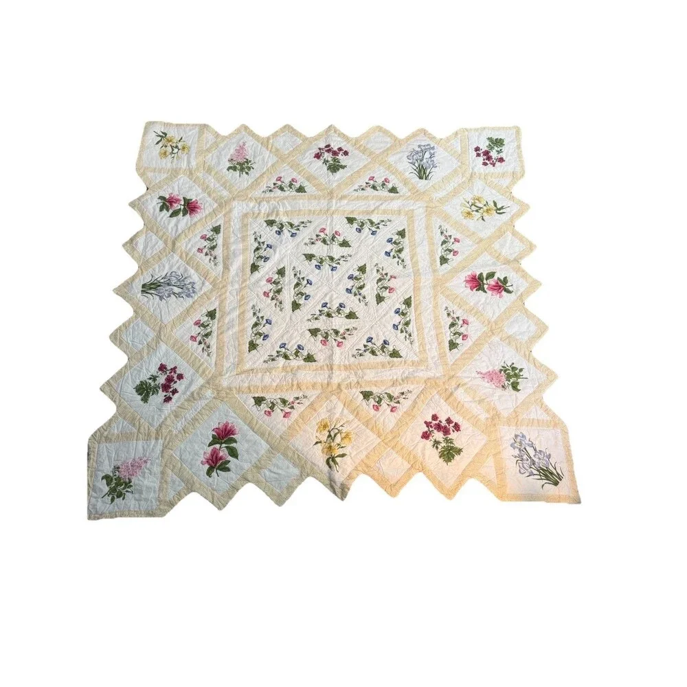 Quilt 80x80 Inches Yellow Farm House Cottagecore With 2 Shams
